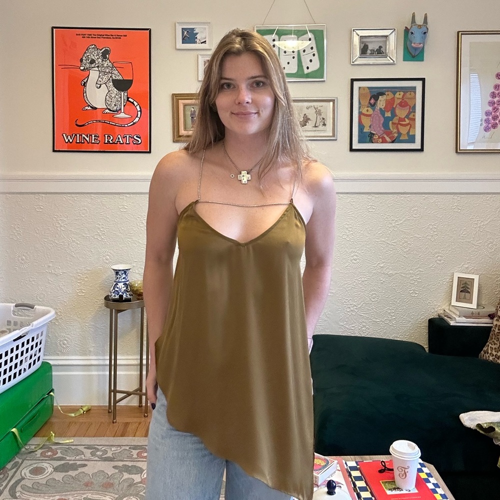 Silk Olive Green Cami Top